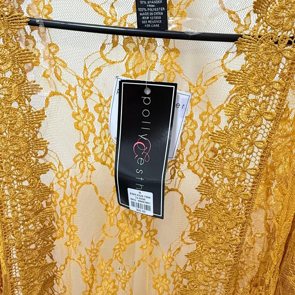 Polly & Esther Mustard Lace Kimono - Picture 7 of 9